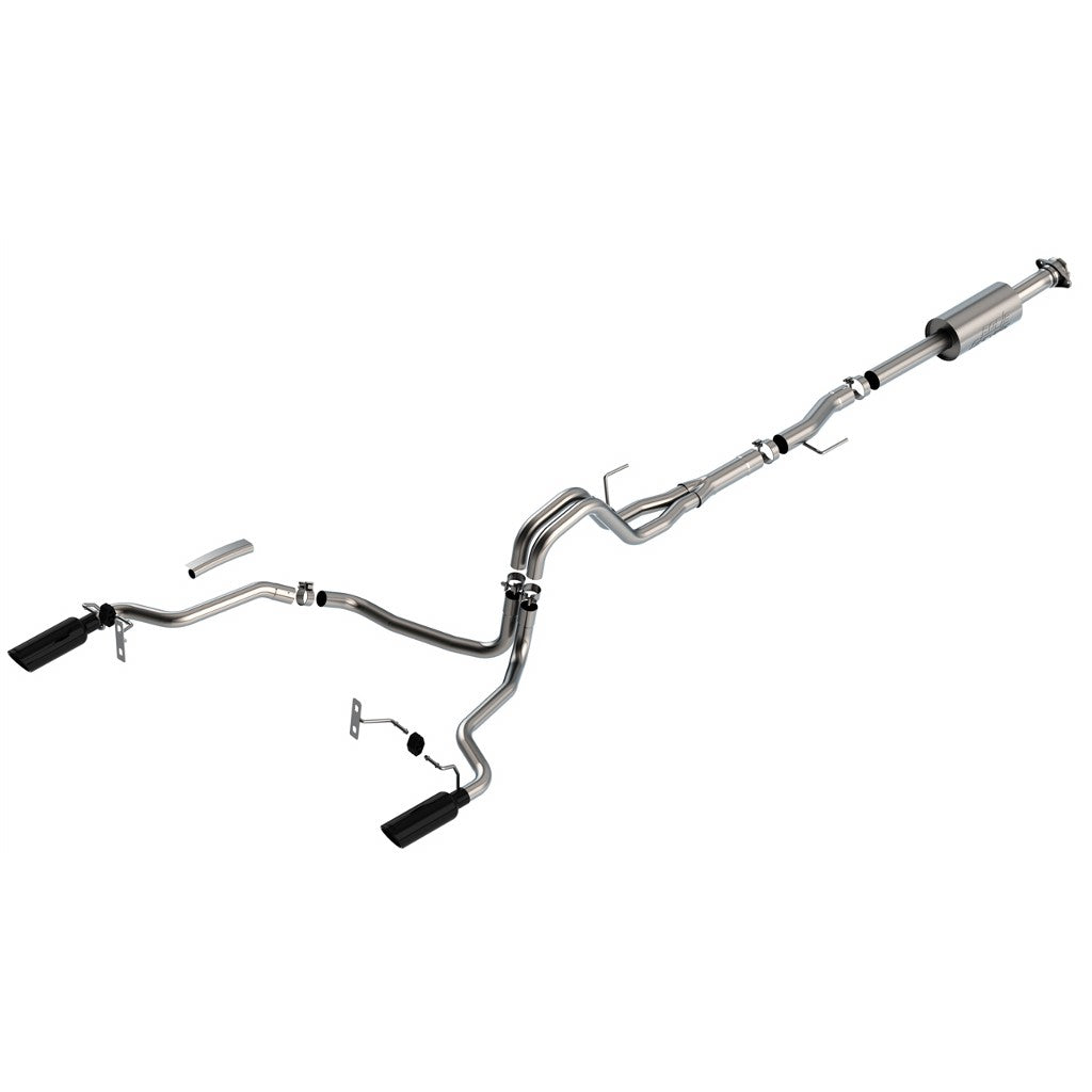 BORLA 140863BC Cat-Back Exhaust System 3", 2.25", S-Type (4" RD X 14" Black Chrome Tips) for FORD F-150 2.7 L / 3.5 L V6 2021-2023 Photo-0 