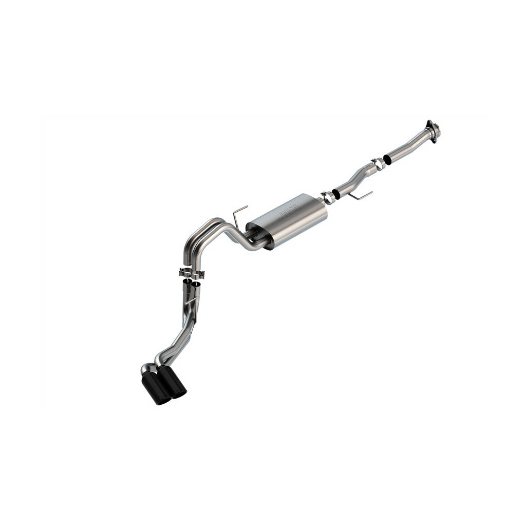 BORLA 140876BC Cat-Back Exhaust System 3", 2.25", S-Type (4" RD X 14" Black Chrome Tips) for FORD F-150 5.0L V8 2021-2023 Photo-0 