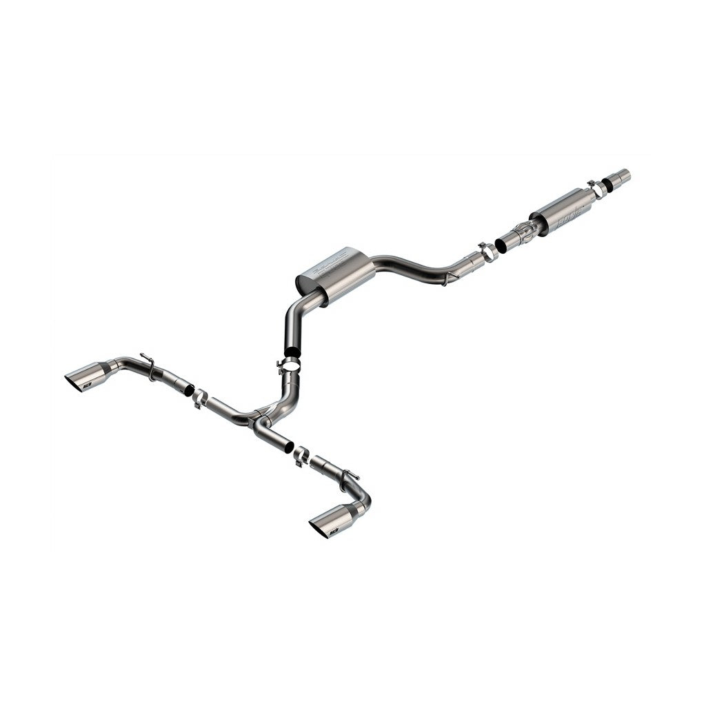 BORLA 140883SB Cat-Back Exhaust System 3", 2.25", S-Type (4" RD X 9.50" Stainless Brushed Tips) for VW GTI 2.0L i4 2022-2023 Photo-0 