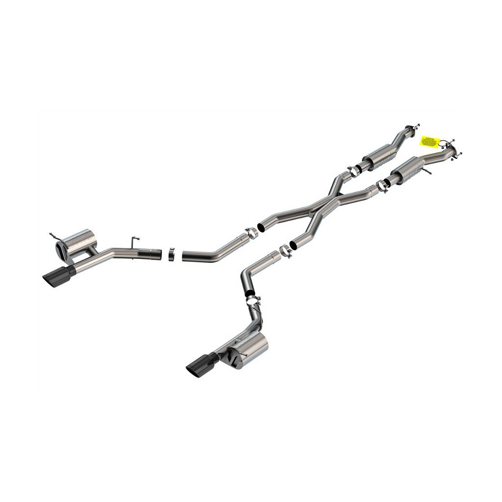 BORLA 140885BC Cat-Back Exhaust System 3.00", S-Type (4.5" RD X 10.00" Black Chrome Tips) for DODGE Durango SRT Hellcat 6.2L V8 2021-2023 Photo-0 