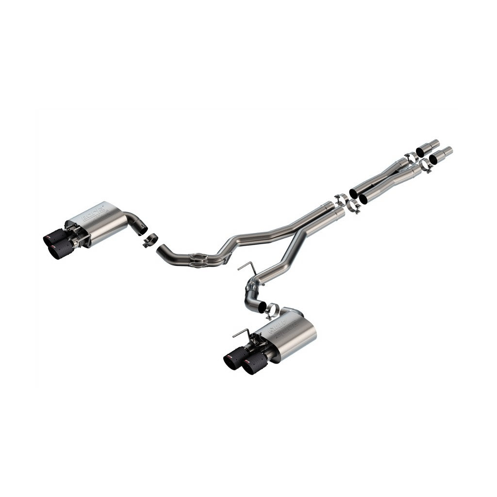 BORLA 140963CFBA Cat-Back Exhaust System 3" ATAK Sport (4" RD X 7.13" And 4" RD X 6.95" Carbon Fiber Black Anodized Tips), Active Exhaust for FORD Mustang GT 5.0L V8 2024 Photo-0 