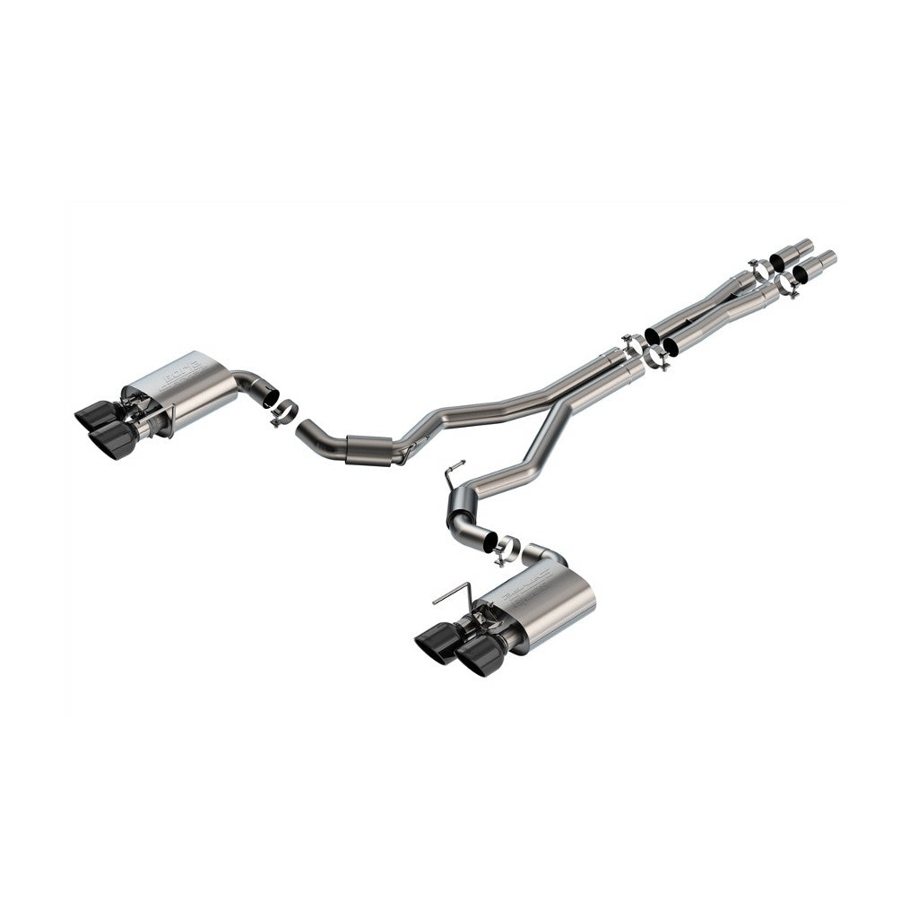 BORLA 140964BC Cat-Back Exhaust System 3", S-Type (5" RD X 6.50" Black Chrome Tips), Active Exhaust for FORD Mustang Dark Horse 5.0L V8 2024 Photo-0 
