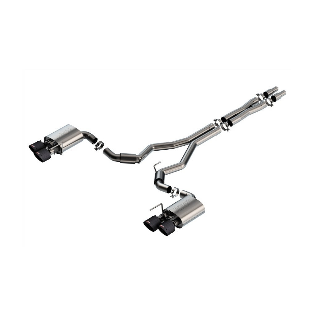 BORLA 140964CFBA Cat-Back Exhaust System 3" S-Type Sport (5" RD X 6.64" Carbon Fiber Black Anodized Tips), Active Exhaust for FORD Mustang Dark Horse 5.0L V8 2024 Photo-0 