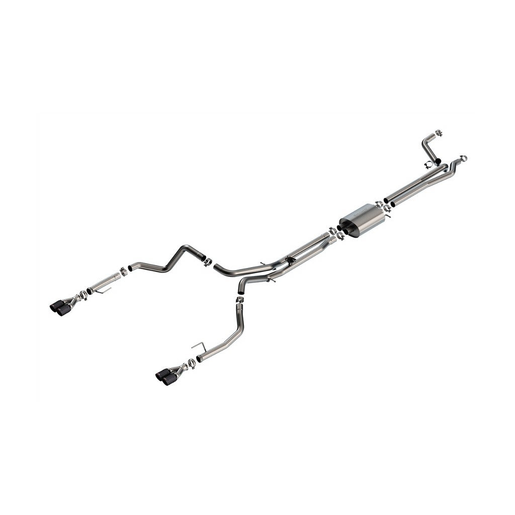 BORLA 141000CFBA Cat-Back Exhaust System 2.75", S-Type (3.5" RD x 5.62" Carbon Fiber Black Anodized Tips) for CHEVROLET Silverado 1500 / GMC Sierra 1500 6.2L V8 2024 Photo-0 