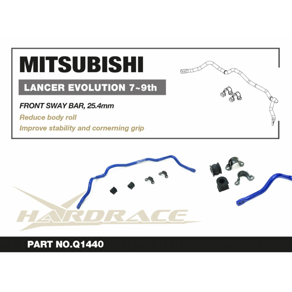 HARDRACE Q1440 Front Sway Bar, 25.4mm, 5pcs for MITSUBISHI Lancer Evolution 7-9 (CT9A) Photo-1 