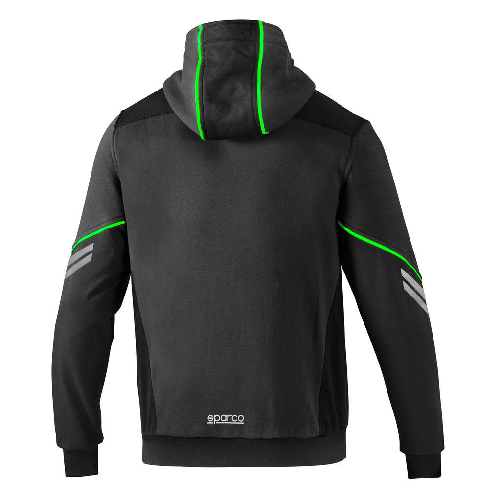 SPARCO 02414GSVF4XL Mechanic's Tech Hooded Full Zip Sweatshirt TW, Grey / Green, Size XL Photo-1 