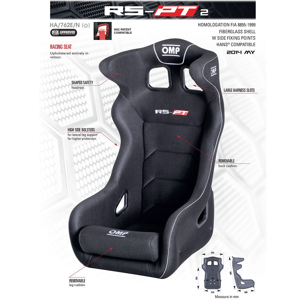 OMP HA0-0762-B01-071 (HA/762E/N) Seat (FIA) RS-PT2, black Photo-1 