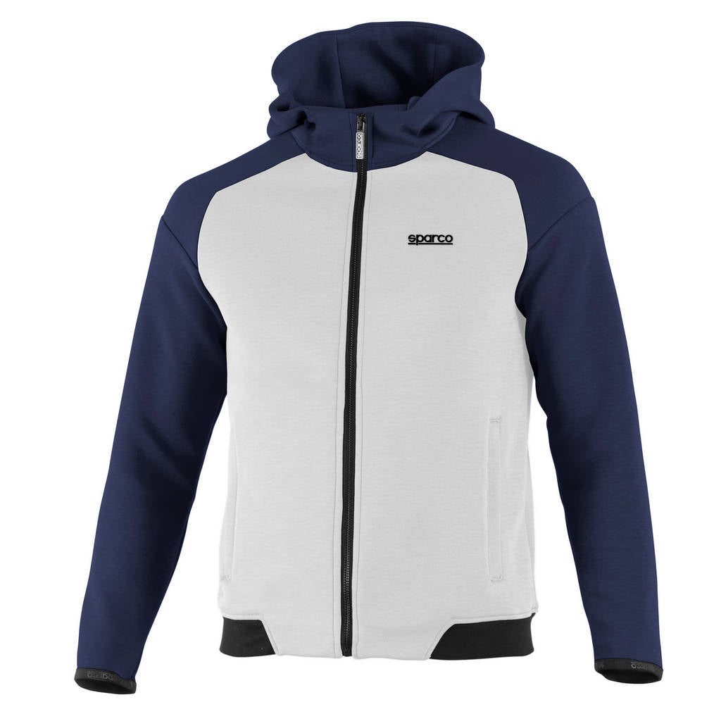 SPARCO BMJ0012B0W180XS Hooded Full Zip Sweatshirt, Navy Blue / White, Size XS Photo-0 