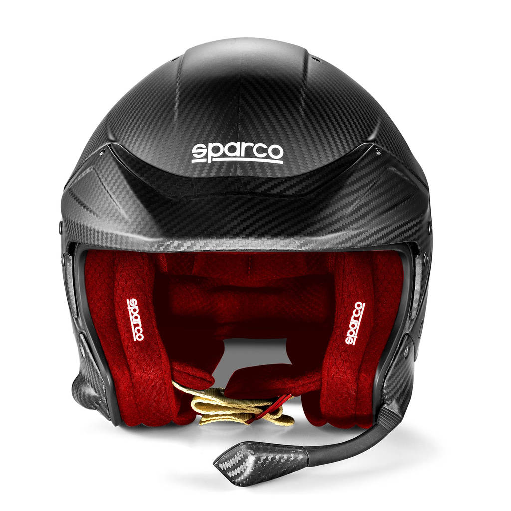 SPARCO BRH0001B0R0100S Open-Face Helmet Flux RJ-i Carbon 8859-2024, Red, Size S Photo-1 