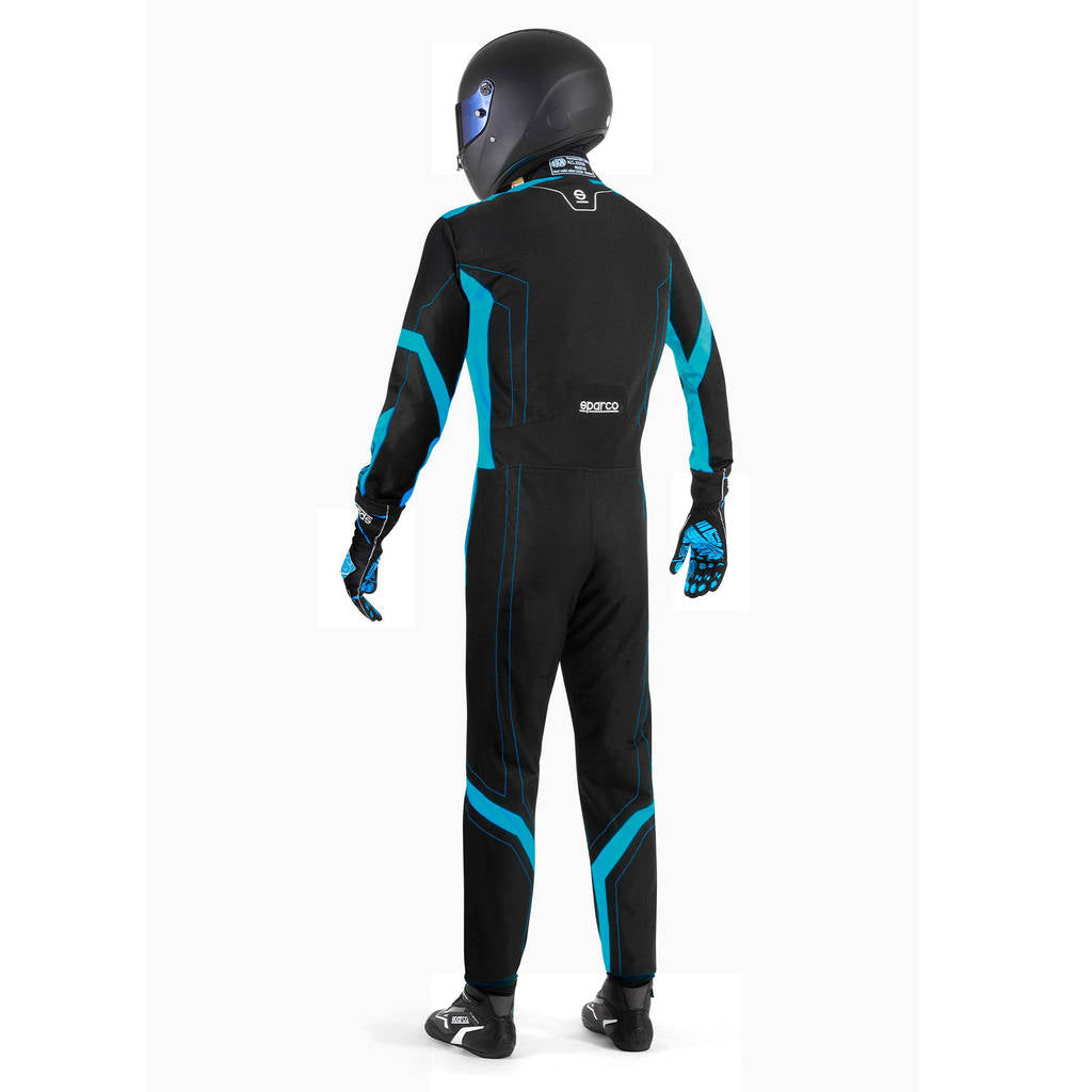 SPARCO BKS0010B0K300XS Karting Suit Thunder Advanced, Black / Sky Blue, Size XS Photo-2 