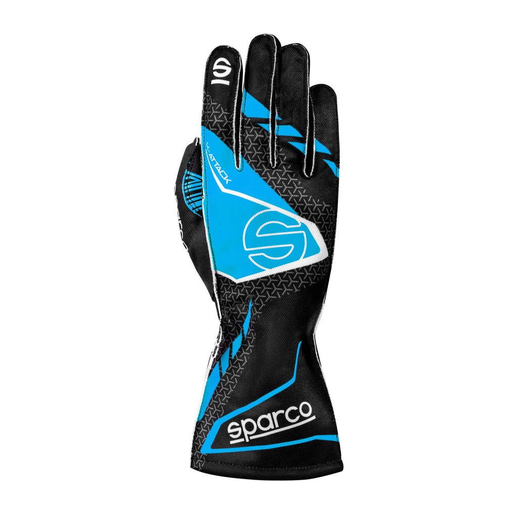 SPARCO BKG0004B0K30005 Karting Gloves K-Attack, Black / Sky Blue, Size 5 Photo-0 