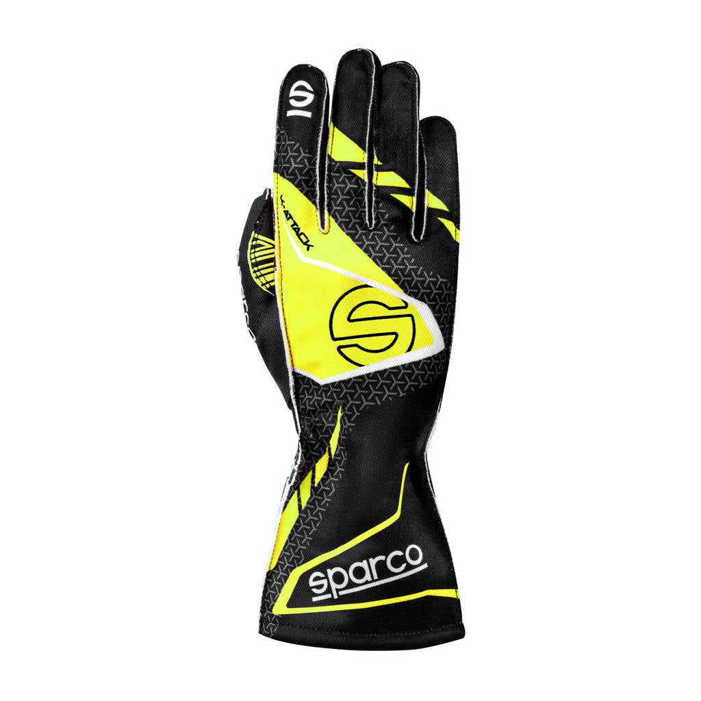 SPARCO BKG0004B0K08008 Karting Gloves K-Attack, Black / Fluo Yellow, Size 8 Photo-0 