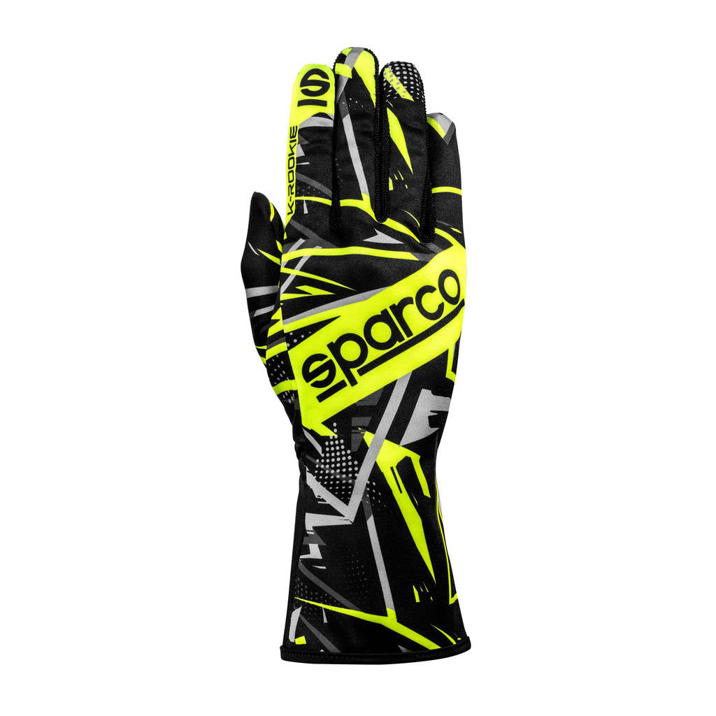 SPARCO BKG0001B0K08007 Karting Gloves K-Rookie, Black / Fluo Yellow, Size 7 Photo-0 