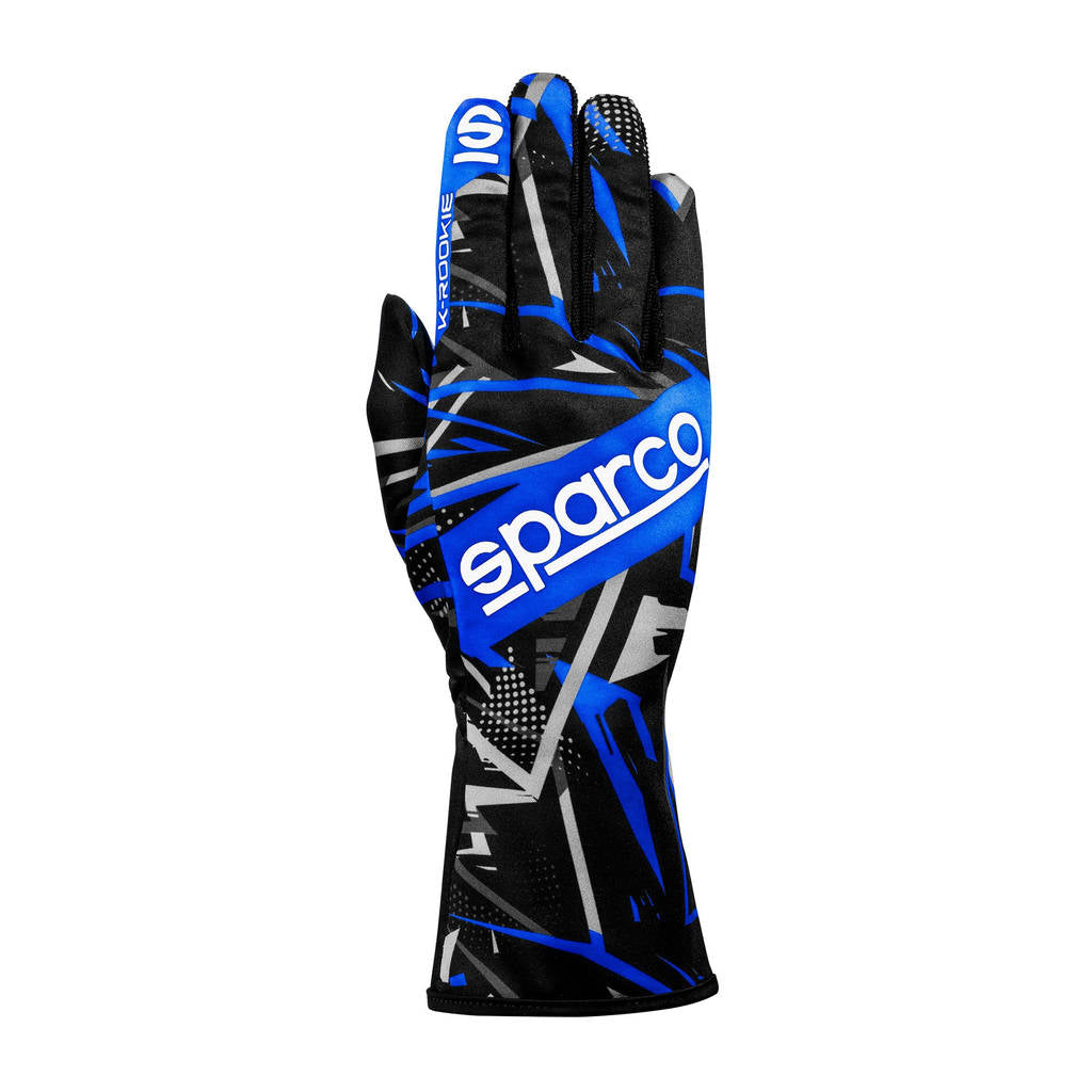SPARCO BKG0001B0K16012 Karting Gloves K-Rookie, Black / Electric Blue, Size 12 Photo-0 