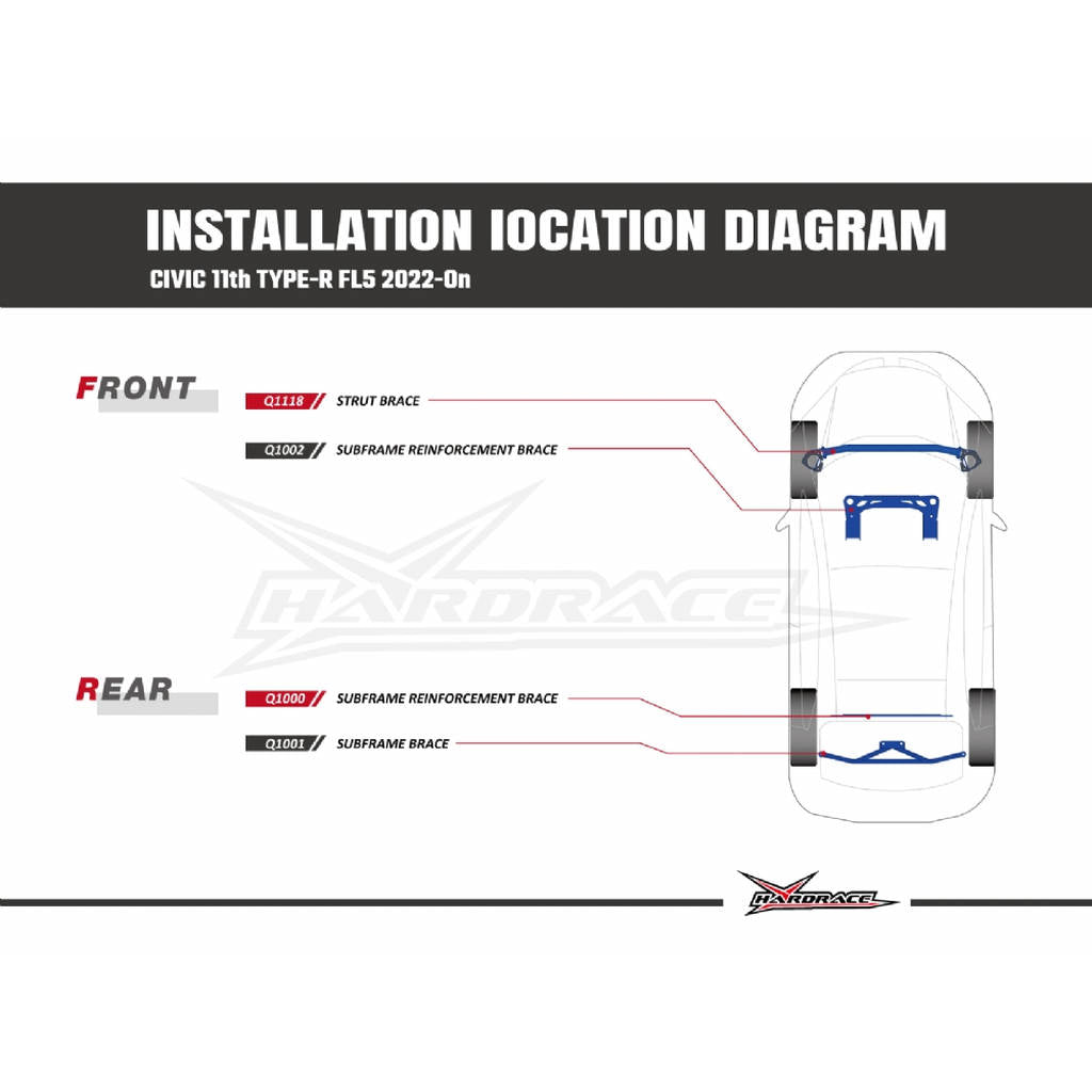 HARDRACE Q1118 Front Strut Tower Brace for HONDA Civic Type-R (FL5) 2022- / ACURA Integra Type-S (DE5) 2023- Photo-5 