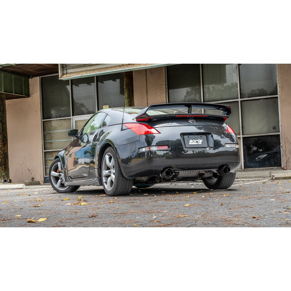 BORLA 140958CFBA Cat-Back Exhaust 2.25", S-Type II (4.5" Carbon Fiber Black Anodized Tips) for NISSAN 350Z 3.5L 2003-2008 Photo-1 