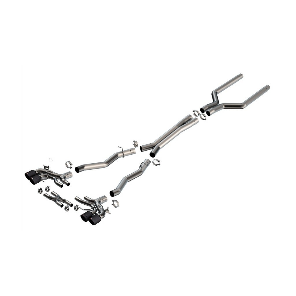 BORLA 140988CFBA Cat-Back Exhaust 3.50", 3.00", 2.00", ATAK (4.5" Carbon Fiber Black Anodized Tips) for BMW M8 (F93) Photo-0 