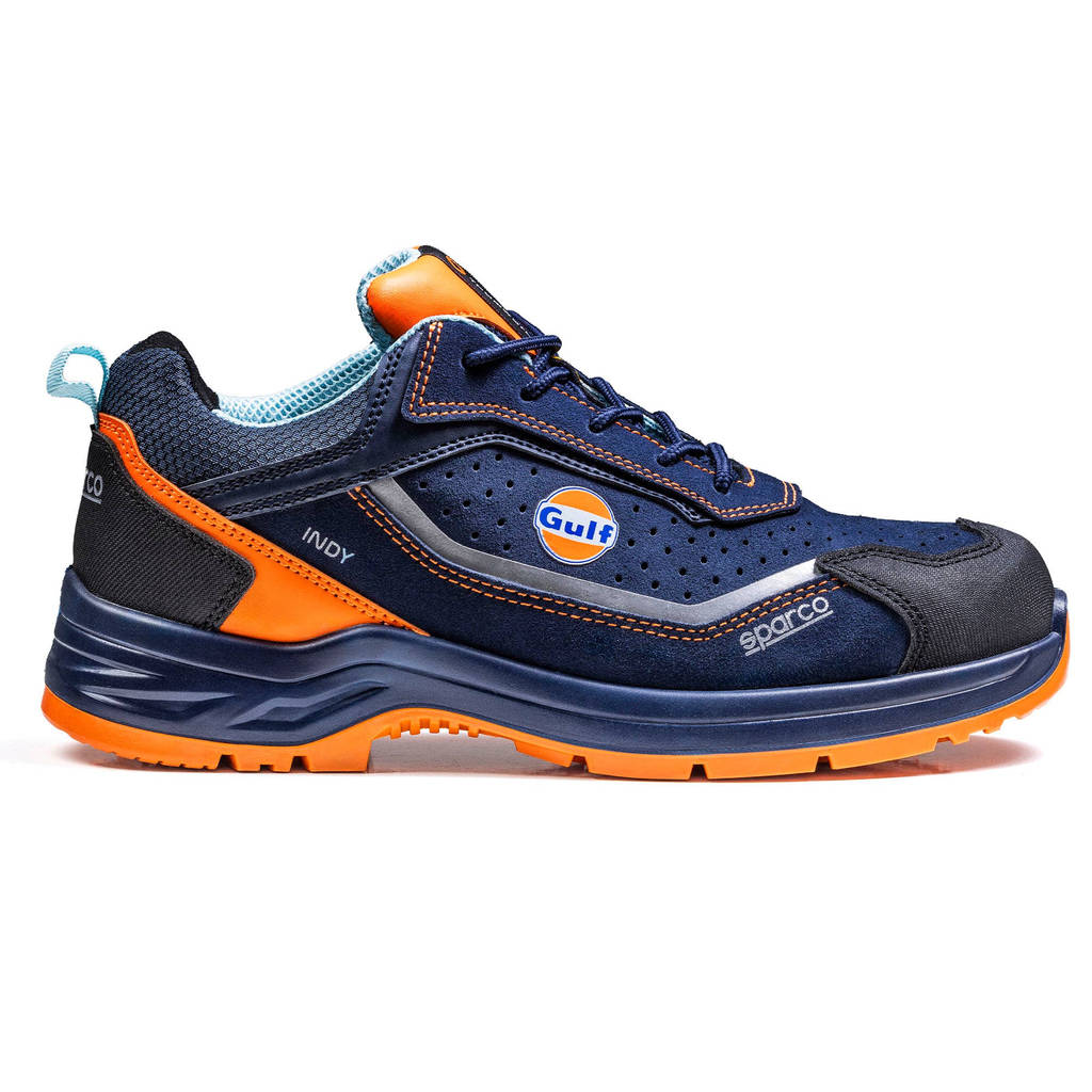 SPARCO 07538GU47BMAF Mechanics Shoes Indy Meteor Gulf S1PS, Navy Blue/Fluo Orange, Size 47 Photo-1 