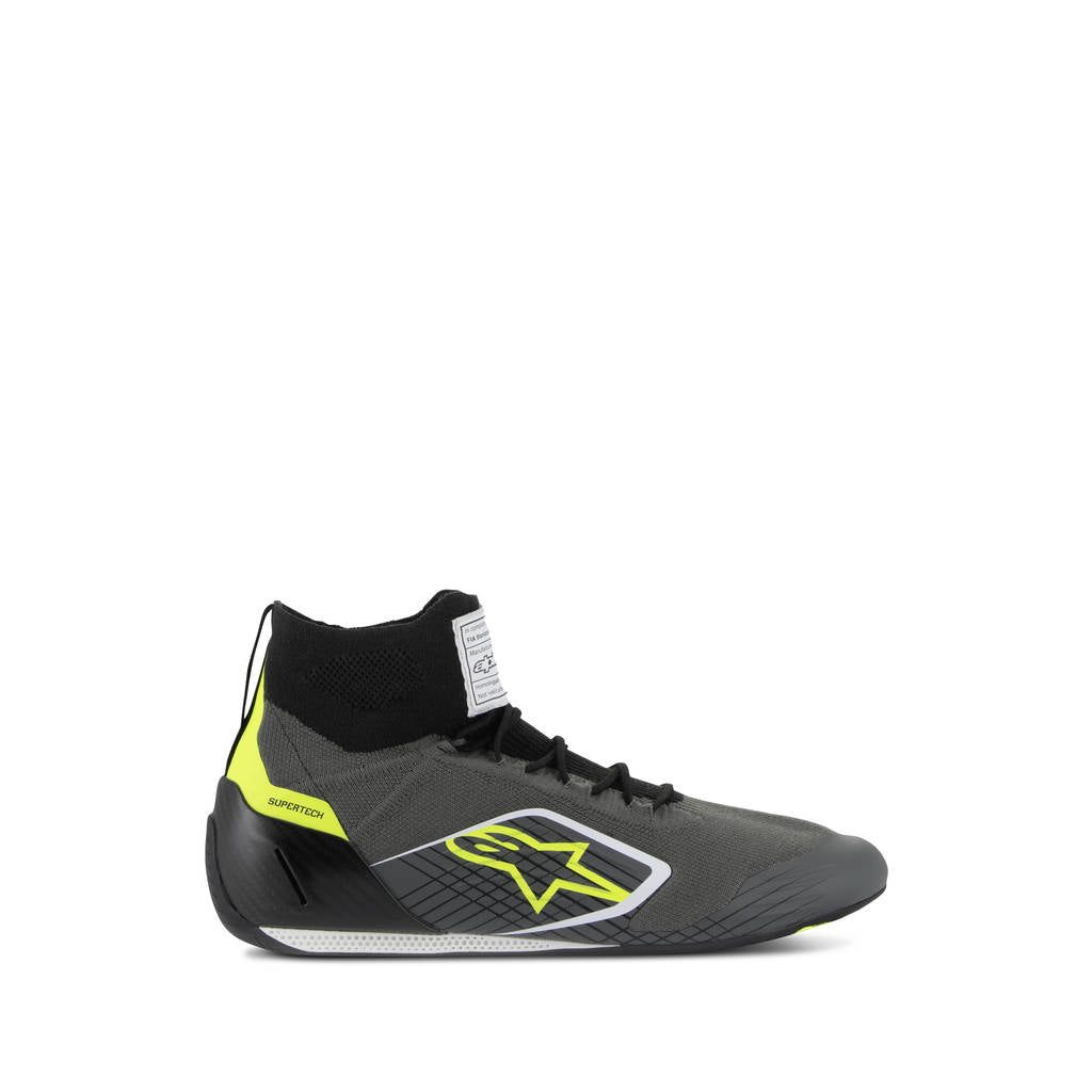 ALPINESTARS 2710125-9179-10 Autoracing Supertech Shoes FIA / SFI, Cool Gray / Black / White / Yellow Fl, Size 10 Photo-0 