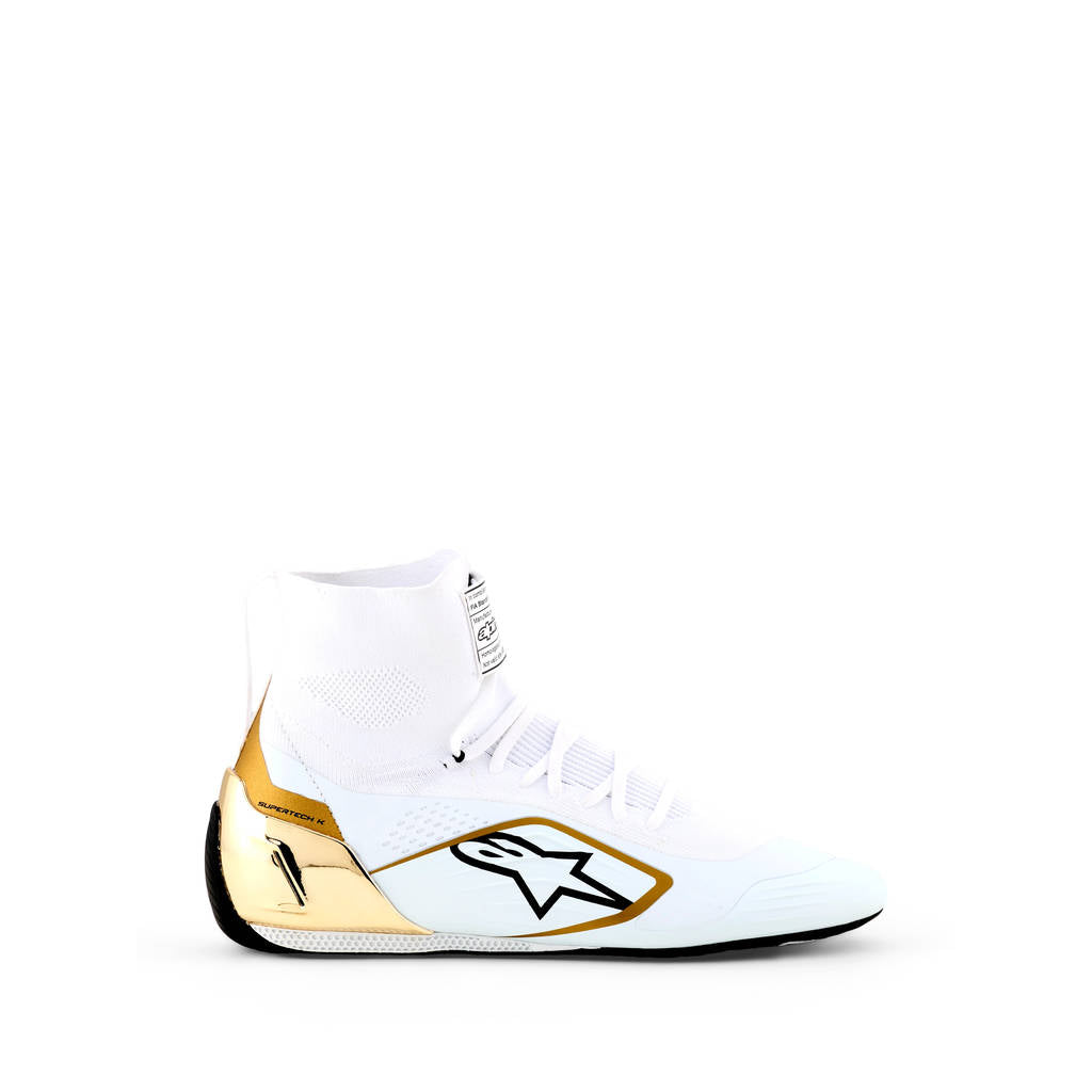 ALPINESTARS 2710526-2016-7 Autoracing Supertech Shoes K (FIA), White / Black / Gold, Size 7 Photo-0 