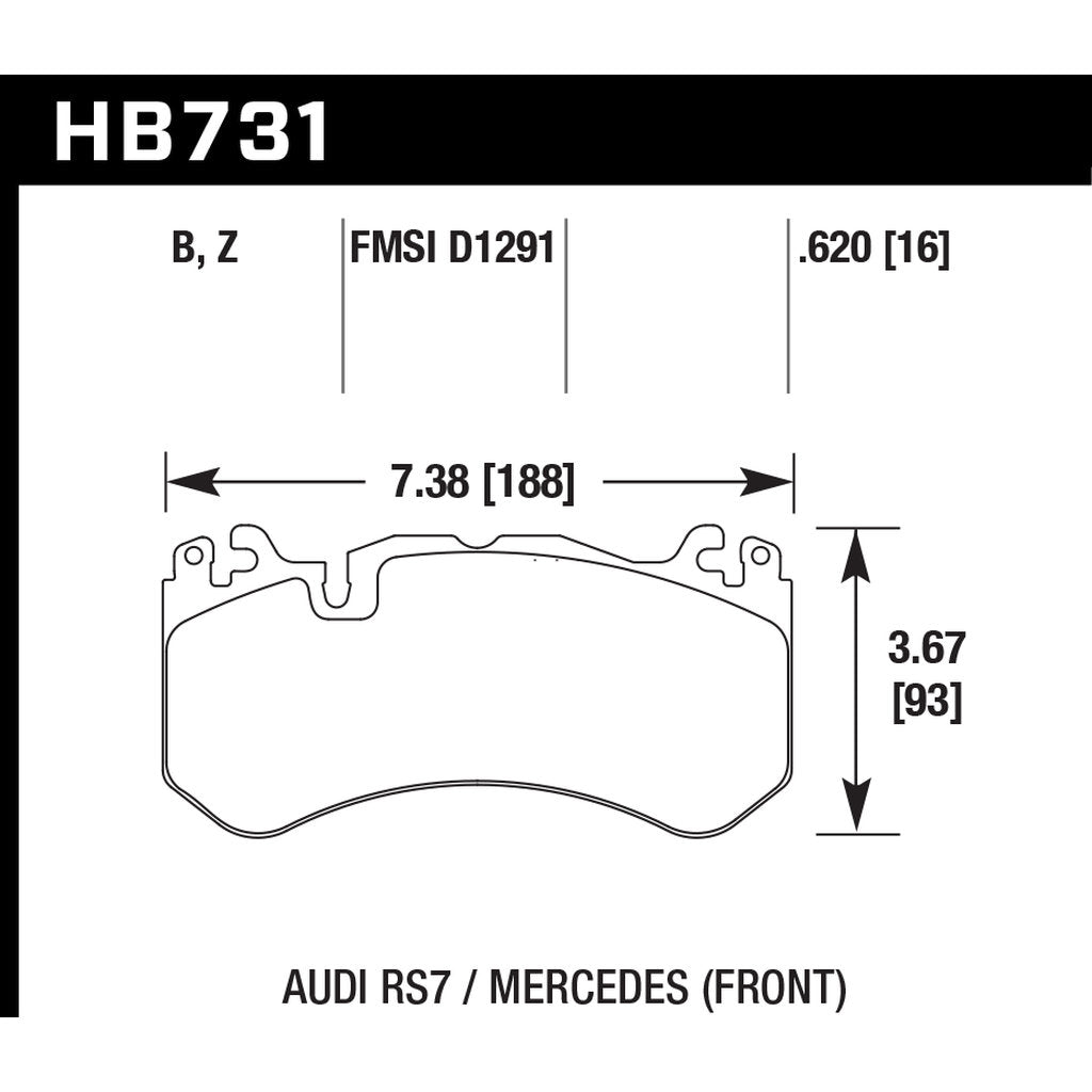 HAWK HB731N.620 Front Brake Pads Crossover HP Plus for MERCEDES-BENZ AMG GT R / AMG C63 Photo-2 