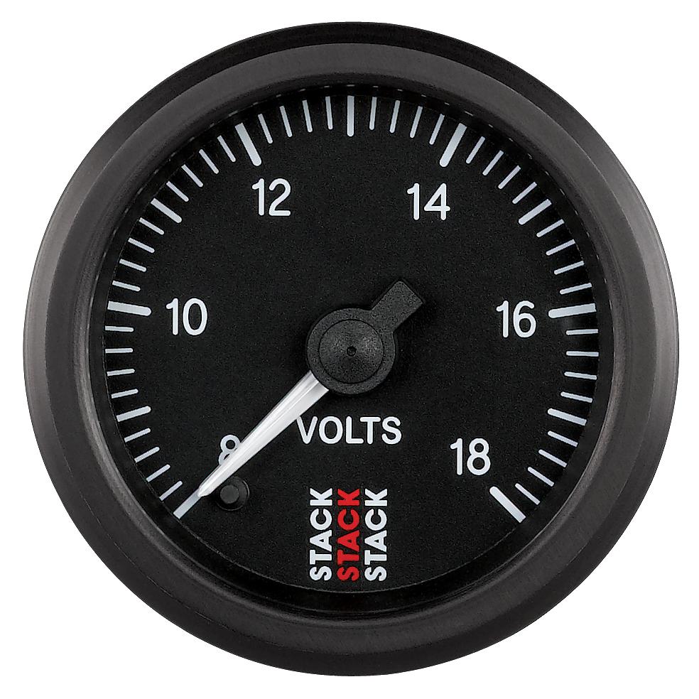 STACK ST3516 52mm Pro-Control Battery Voltage Gauge (8-18 V), black Photo-0 