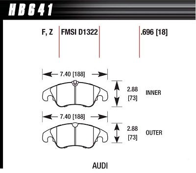 HAWK HB641F.696 Front brake pads AUDI A4/A5/A6 Quattro/S4/S5 Premium Plus Photo-1 