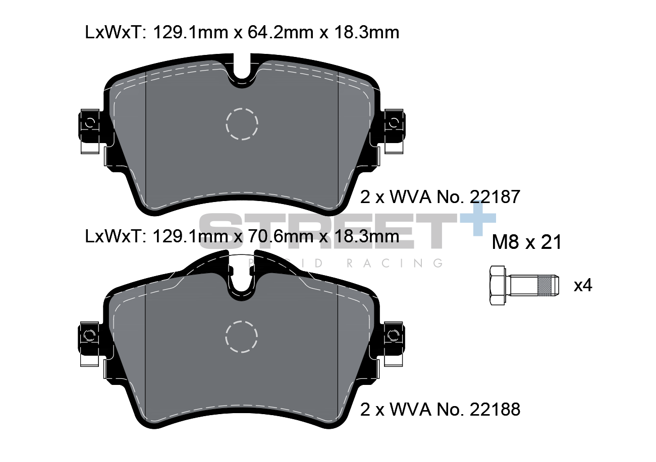 PAGID T8161SP2001 Front brake pads STREET+ for BMW 1 (F52)/X2 (F39) / MINI (F5x) Photo-0 