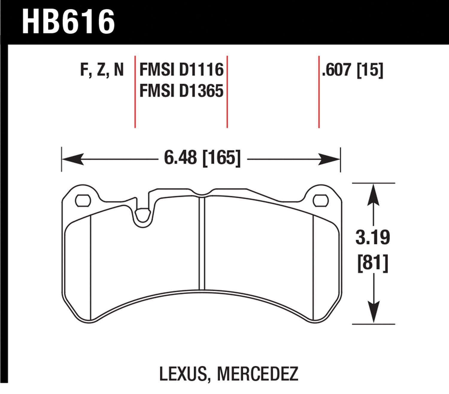 HAWK HB616N.607 Brake Pads HP PLUS (N) Front LEXUS IS F/MERCEDES-Benz SLK55 AMG/CLK63 AMG Photo-1 