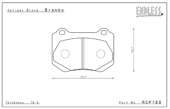 ENDLESS RCP188MX72 Rear brake pads SUBARU Impreza STI Brembo caliper Photo-0 