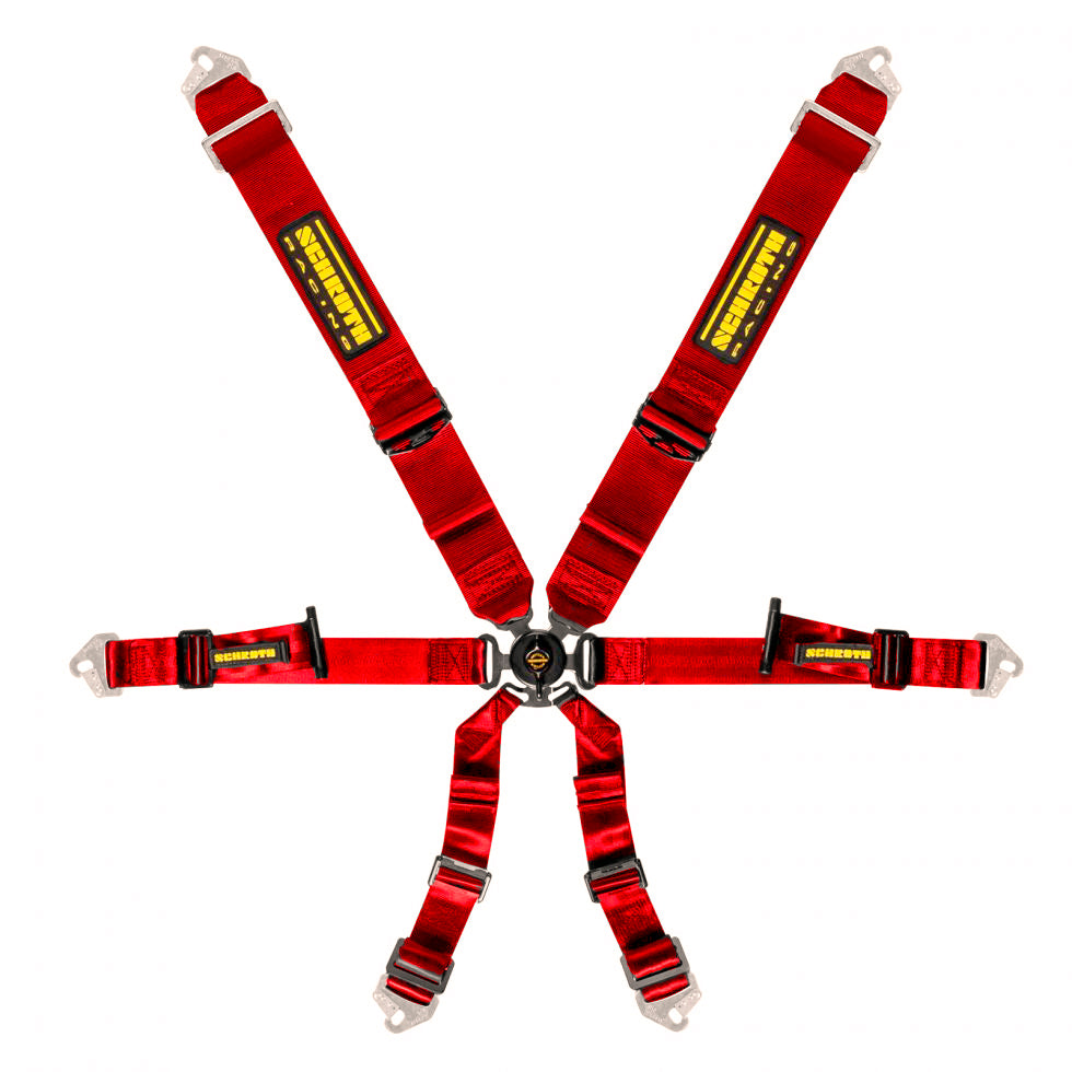 SCHROTH 94540-2 Safety belt 6-point PROFI 3x2 Pull-up (red) Photo-0 