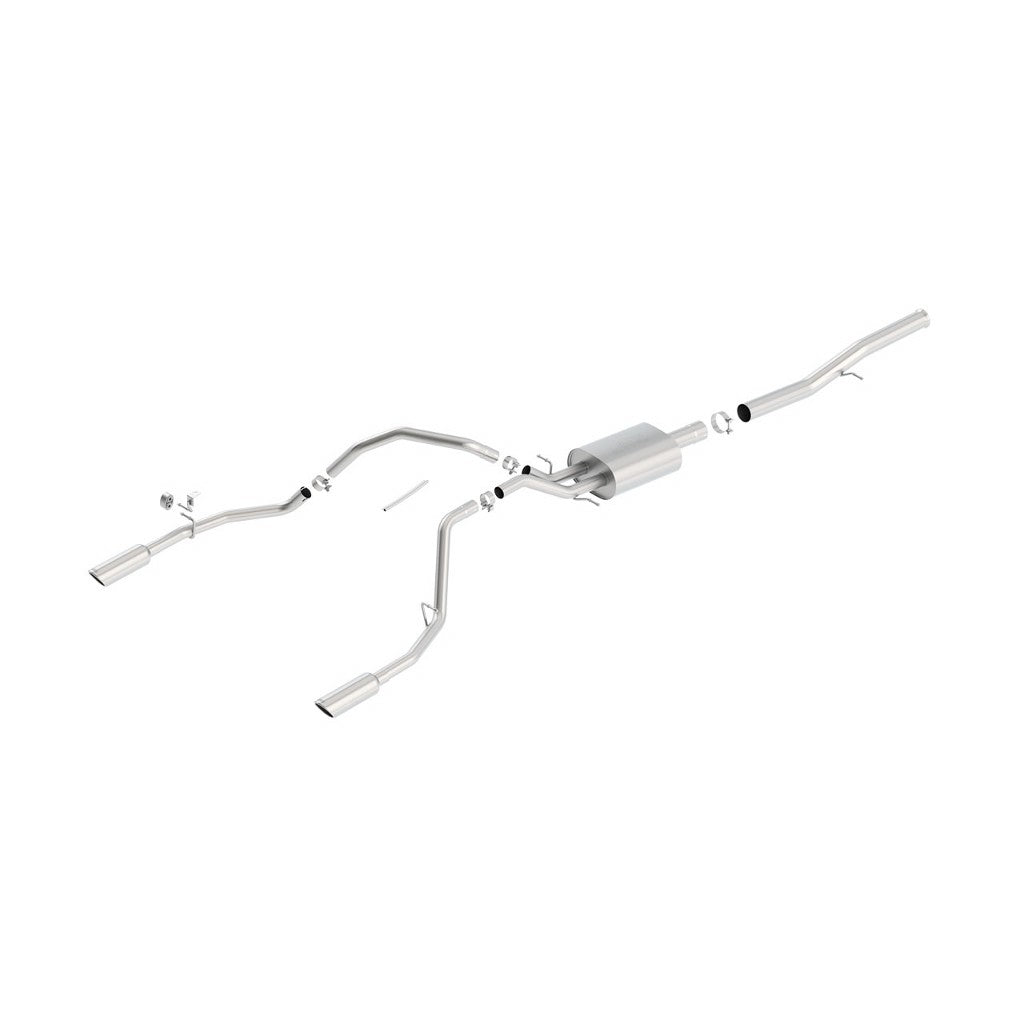 BORLA 140571 Cat Back Exhaust System, Silverado / Sierra V8-6.2L, Ext. Cab Standard Bed (78.7") Crew Cab Short Bed (69.3") 143.5" WB, Tip №36, 2014-16, sound S-Type Photo-0 