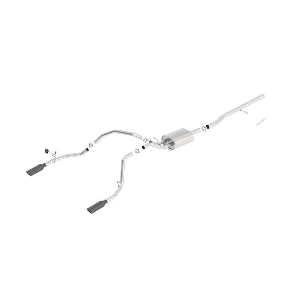 BORLA 140537BC Cat Back Exhaust System, Silverado / Sierra V8-5.3L, Ext. Cab Standard Bed (78.7") Crew Cab Short Bed (69.3") 143.5" WB, Tip №49, 2014-16, sound ATAK Photo-0 