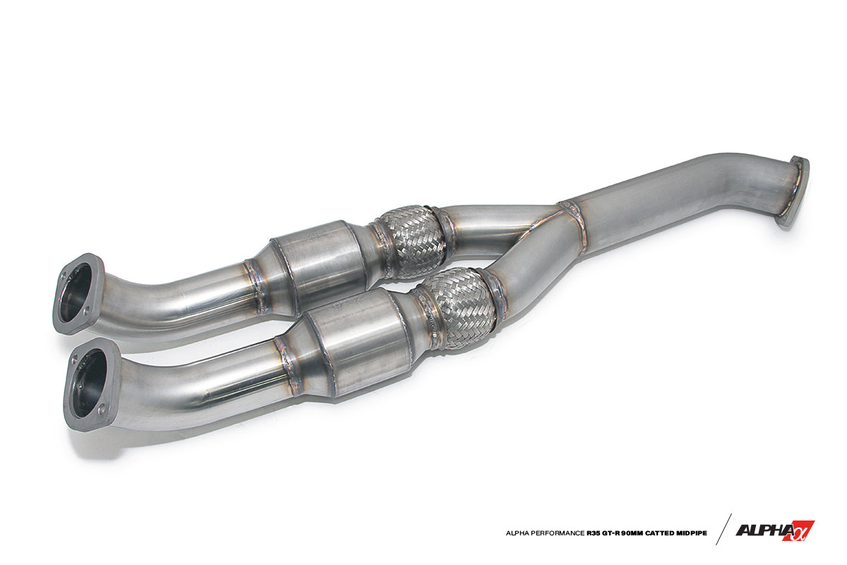 AMS ALP.07.05.0006-2 90mm Midpipe w / Race Cats NISSAN R35 GT-R (76mm Exit) Photo-0 