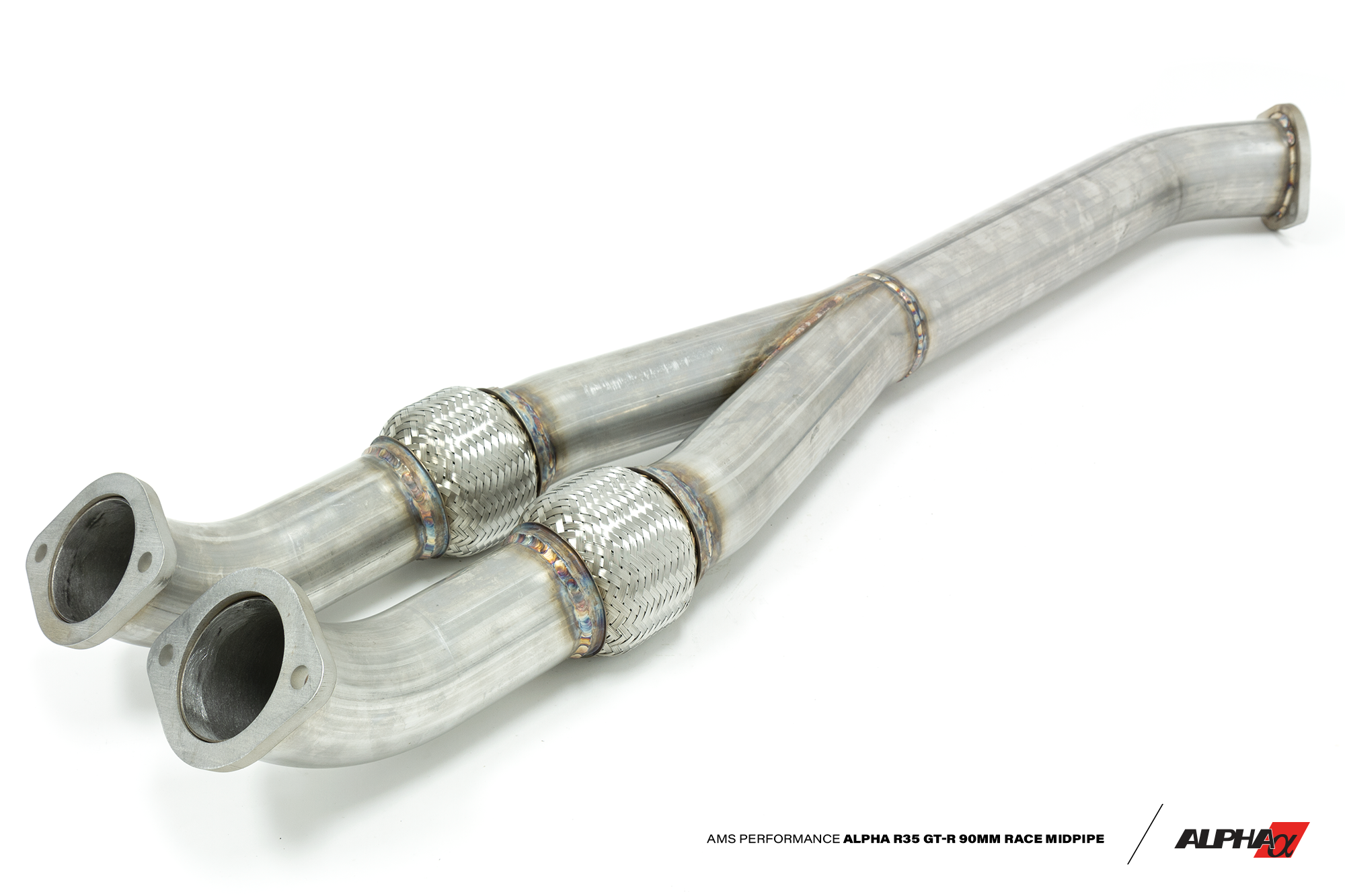 AMS ALP.07.05.0003-2 Midpipe / Y-Pipe Non-Resonated 76mm Exit for NISSAN R35 GT-R Photo-0 