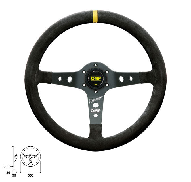 OMP OD0-2021-071 (OD/2021/N) Steering wheel CORSICA SUPERLEGGERO (light), suede, black, diam.350mm, reach 95mm Photo-0 
