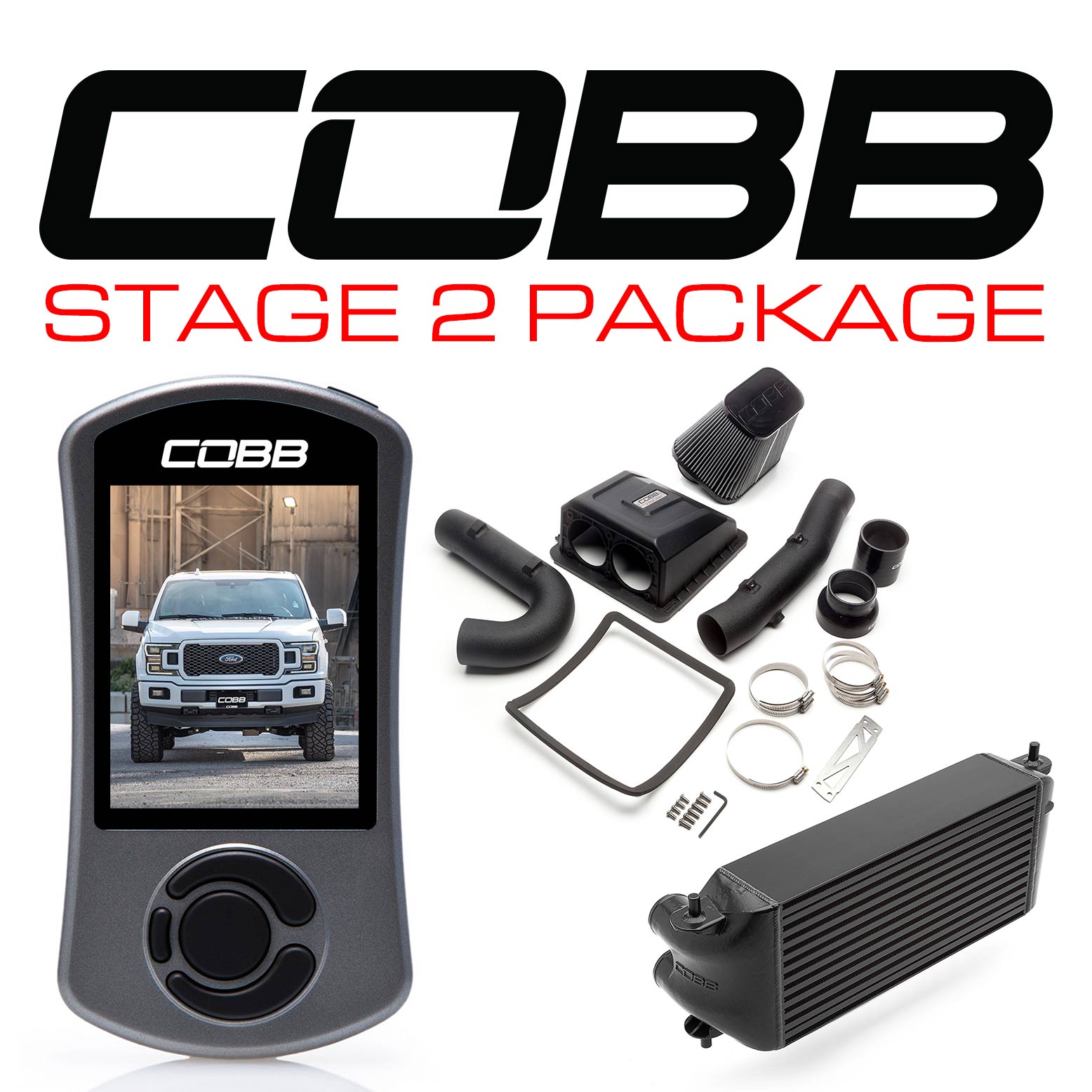 COBB FOR0080S20BK FORD Stage 2 Power Package Black (Factory Location Intercooler) F-150 2.7L 2018-2020 Photo-0 