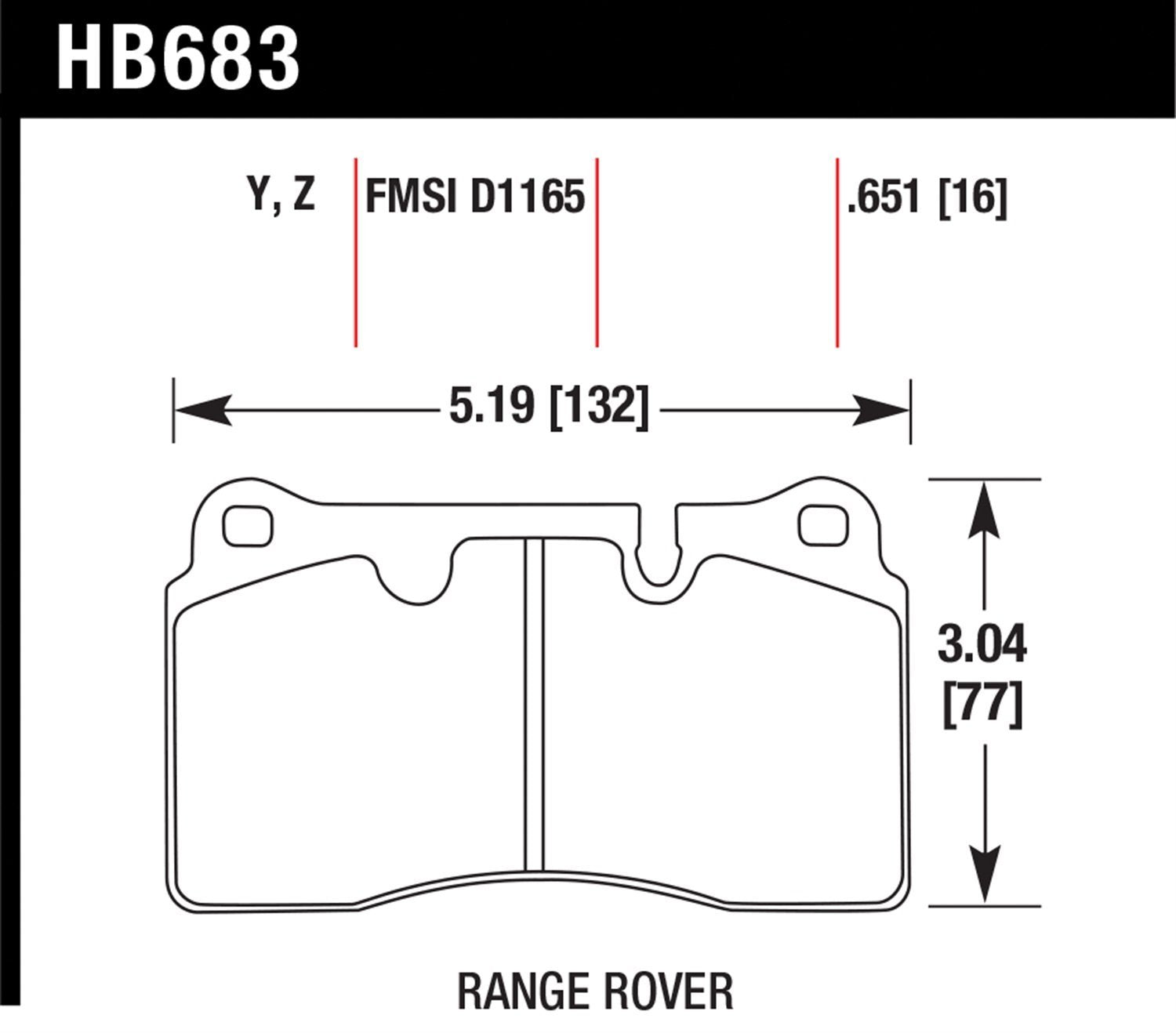 HAWK HB683Y.651 Brake Pads LTS Front RANGE ROVER Sport (BREMBO) Photo-0 