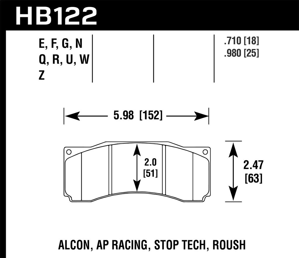 HAWK HB122F.710 Brake Pads HPS ALCON/AP RACING CP5555/STOPTECH ST60 Photo-0 