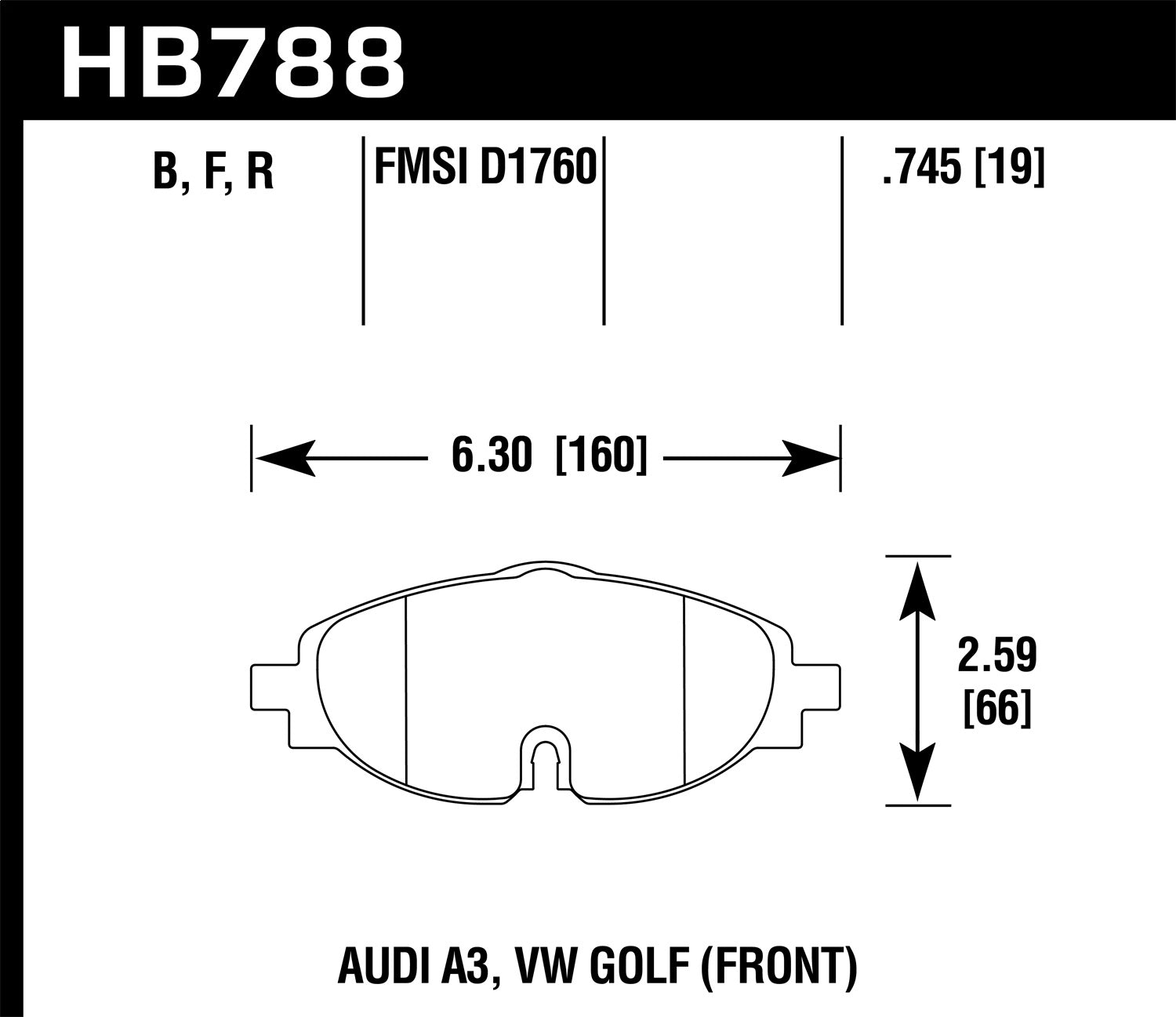 HAWK HB788F.745 Brake Pads HPS Front AUDI A3/A3 Quattro 2015-2018/VW Golf GTI Mk7 Photo-0 