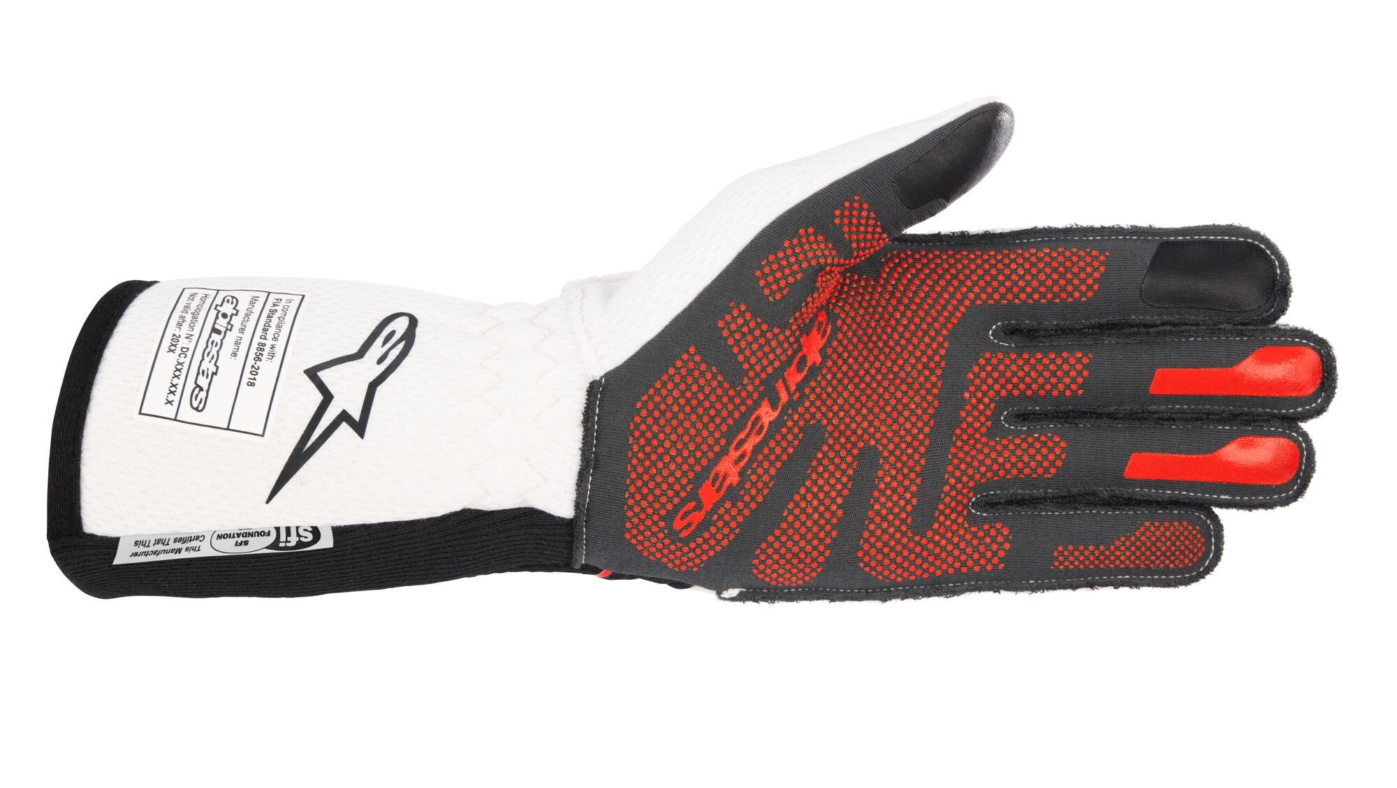 ALPINESTARS 3550123_123_M TECH 1-ZX v3 Racing gloves, FIA 8856-2018, black/white/red, Size M Photo-1 