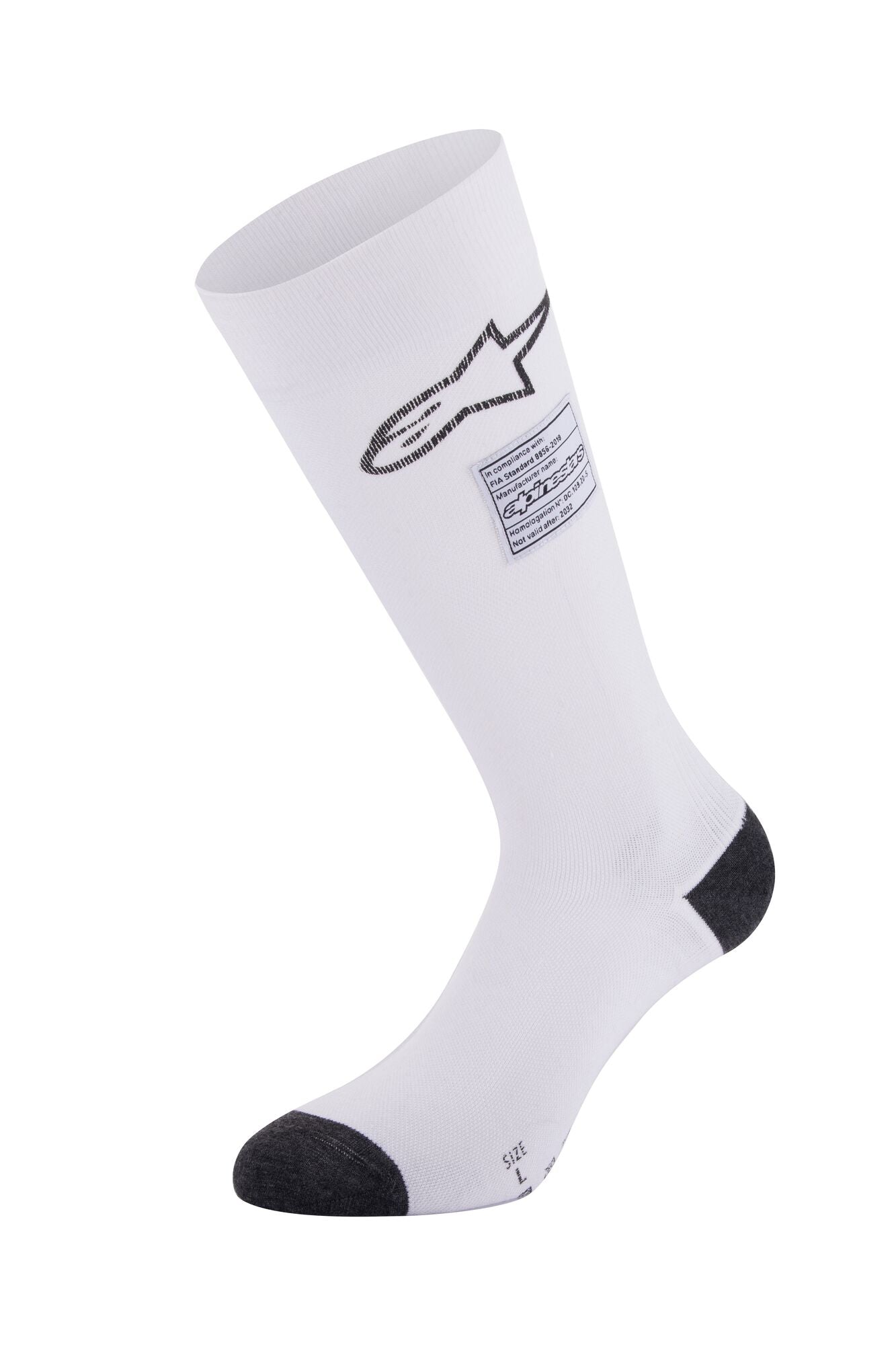 ALPINESTARS 4704323_20_L ZX V4 Racing socks, FIA 8856-2018, white, Size L Photo-0 