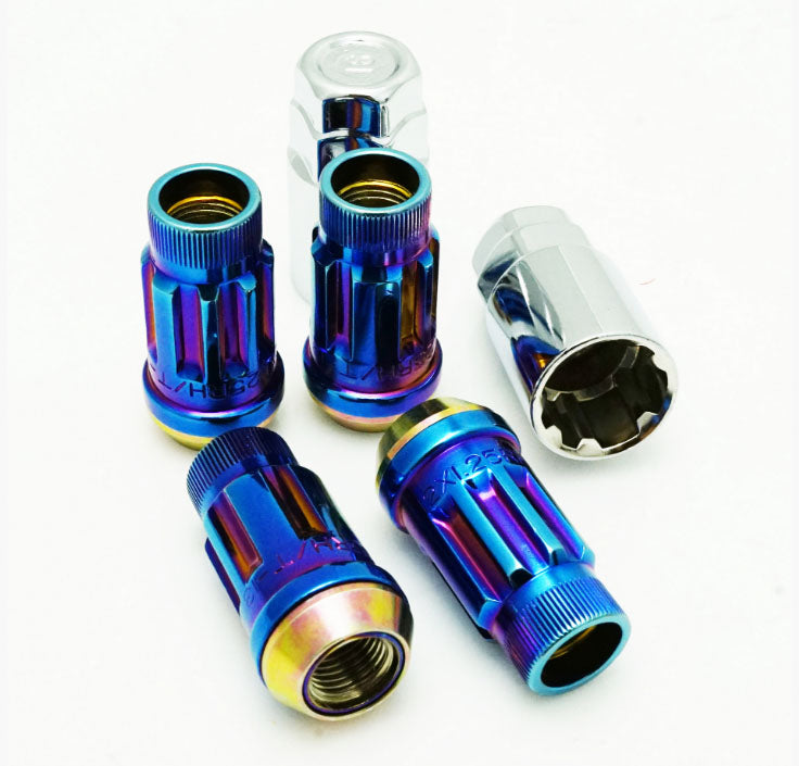 MUTEKI 34937UN Lug nuts kit SR45R LOCK SET 12X1.25 45mm BURNED Blue NEON Photo-0 