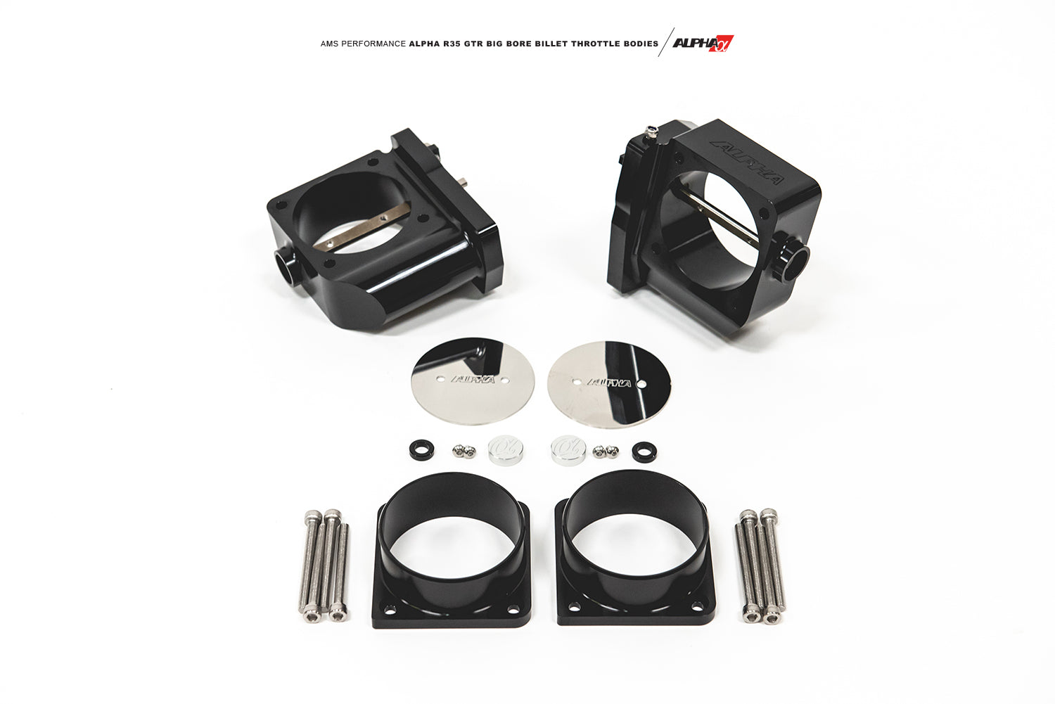 AMS ALP.07.08.0006-3 CNC Big Bore Throttle Body Set NISSAN R35 GT-R (With Standard Hose Flanges) Photo-0 