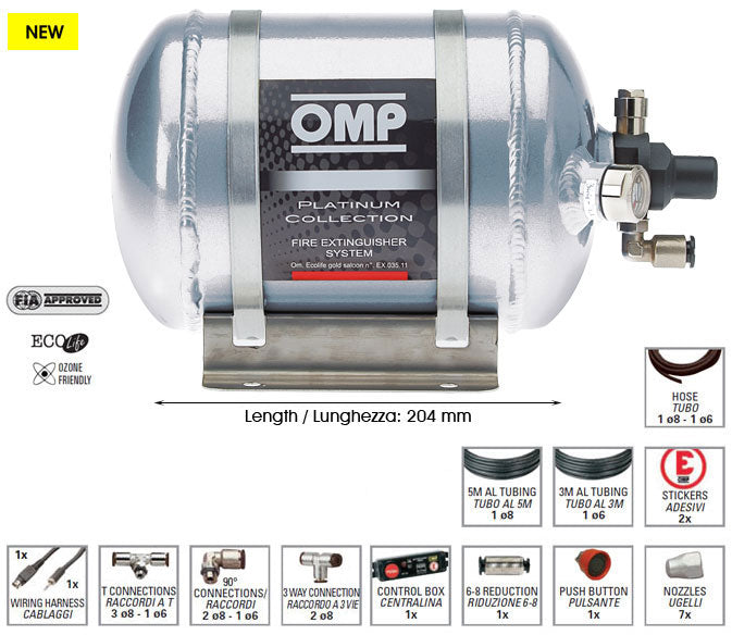 OMP CE0-SAL3-A01 (CESAL3) Extinguisher system (FIA) CESAL3, electric, aluminium, 1,3l, diam.160mm, AFFF Photo-0 