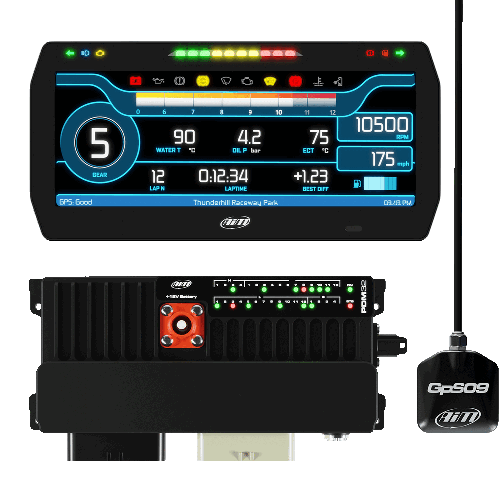 AIM PDM-32-10-I-XC1PDM32D10R400C2 PDM32 with 10" road icons display GPS data logging kit Photo-0 