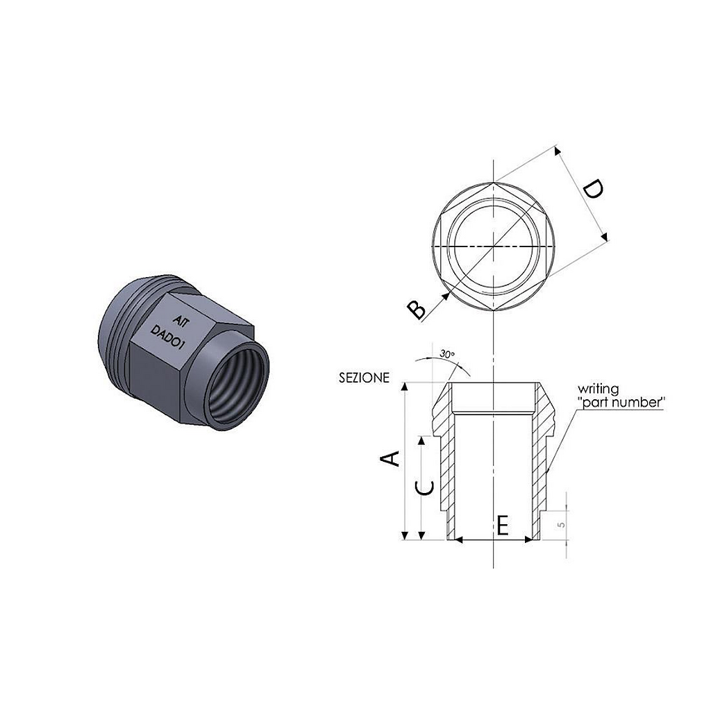 A.I.TECH AIT-DADO-6BLK Nut 14x1,5 Black for VW / AUDI / PORSCHE / BMW Mini 2006+ Photo-1 