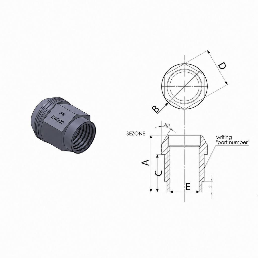 A.I.TECH AIT-DADO-11BLK Wheel nut Antioxide Black 12x1,25 Exag. 19mm, o.d. 23mm, conical seat, total lenght 33mm, steel coppered Photo-1 