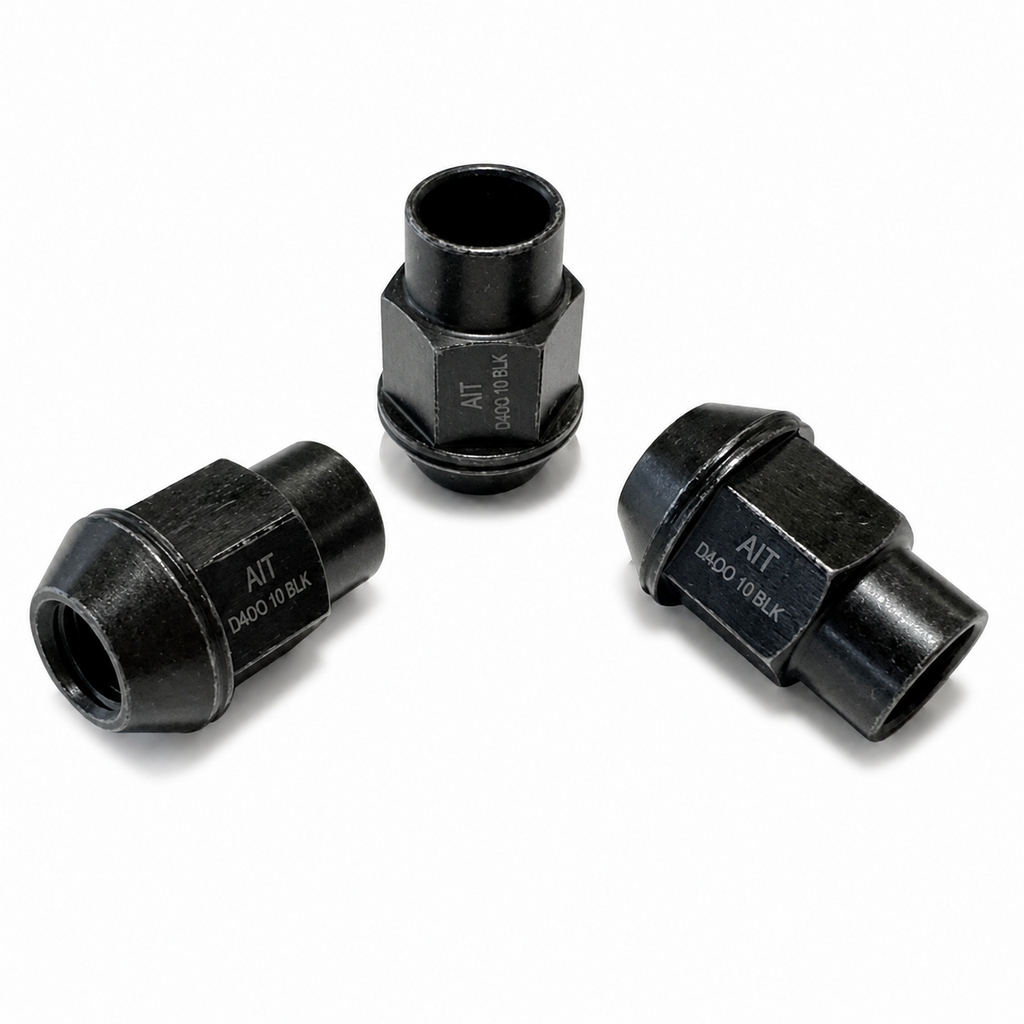 A.I.TECH AIT-DADO-10BLK Wheel nut Antioxide Black 12x1,5 Exag. 19mm, o.d. 23mm, conical seat, total lenght 33mm, steel coppered for MITSUBISHI Lancer EVO X (GR.N) Photo-0 