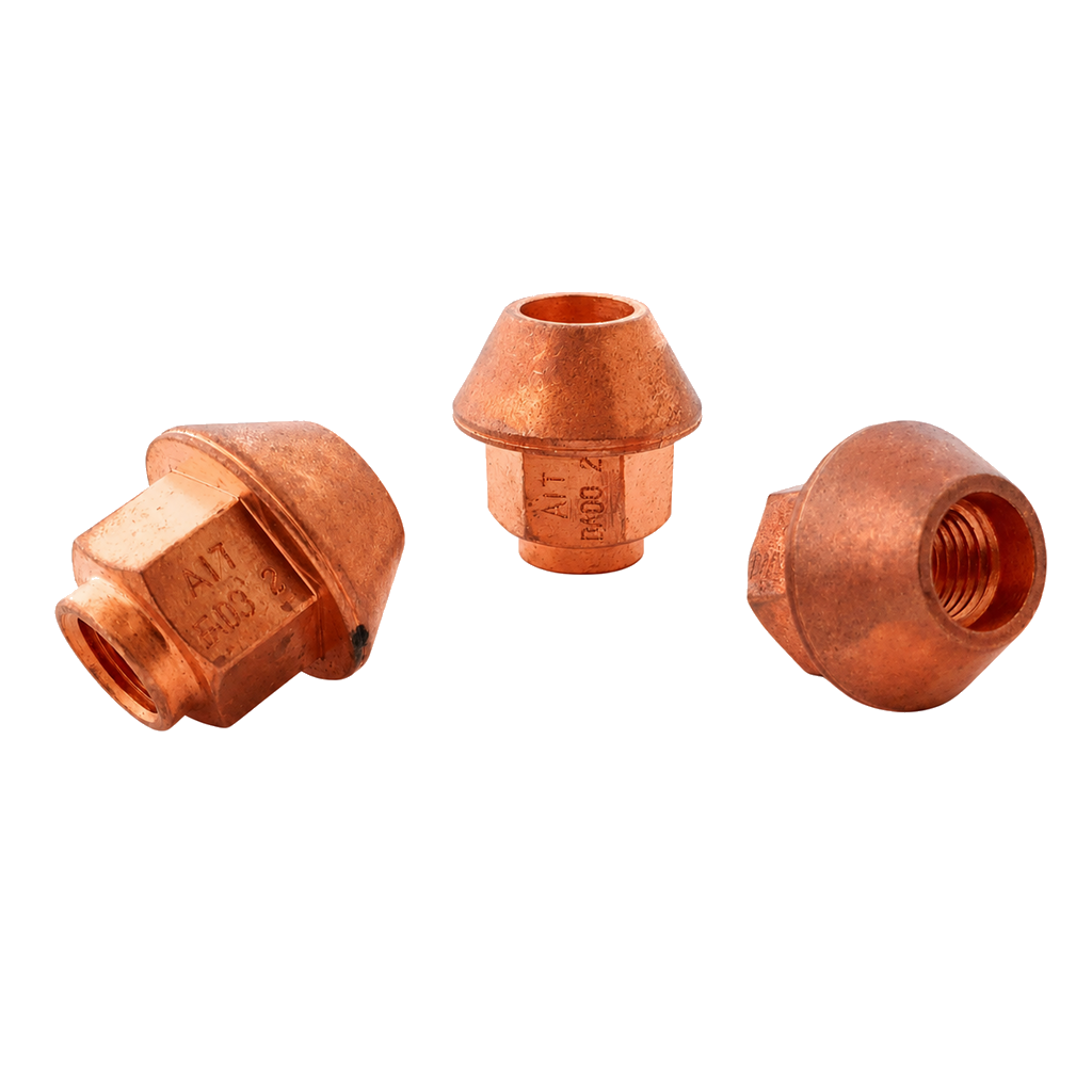 A.I.TECH AIT-DADO-2 Steel coppered nut 12x1,5, ex 19mm, o.d. 28mm, conical SEAT, total lenght 28,5mm Photo-0 